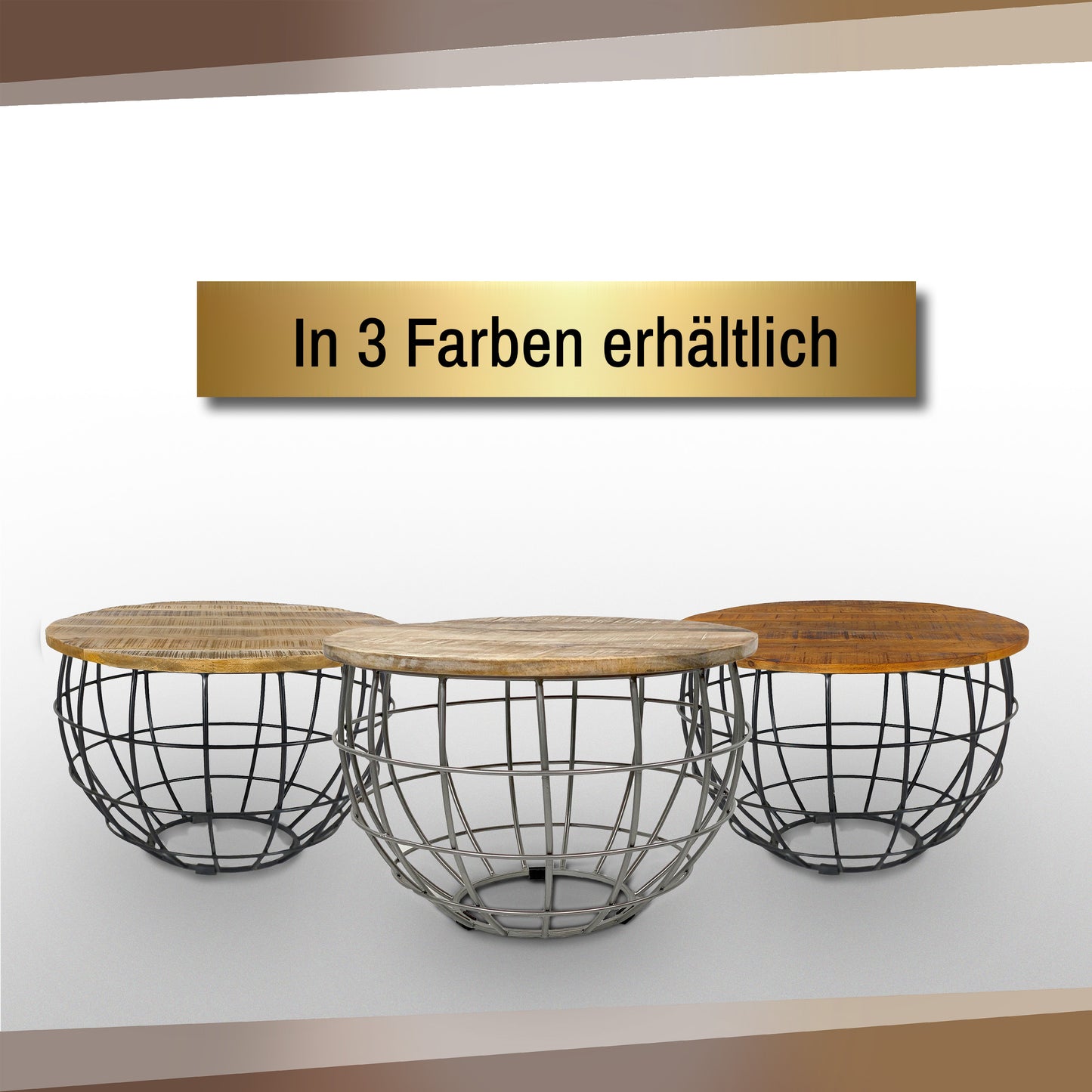 Couchtisch aus Massivholz | Beistelltisch Holz Rund Ø 50cm