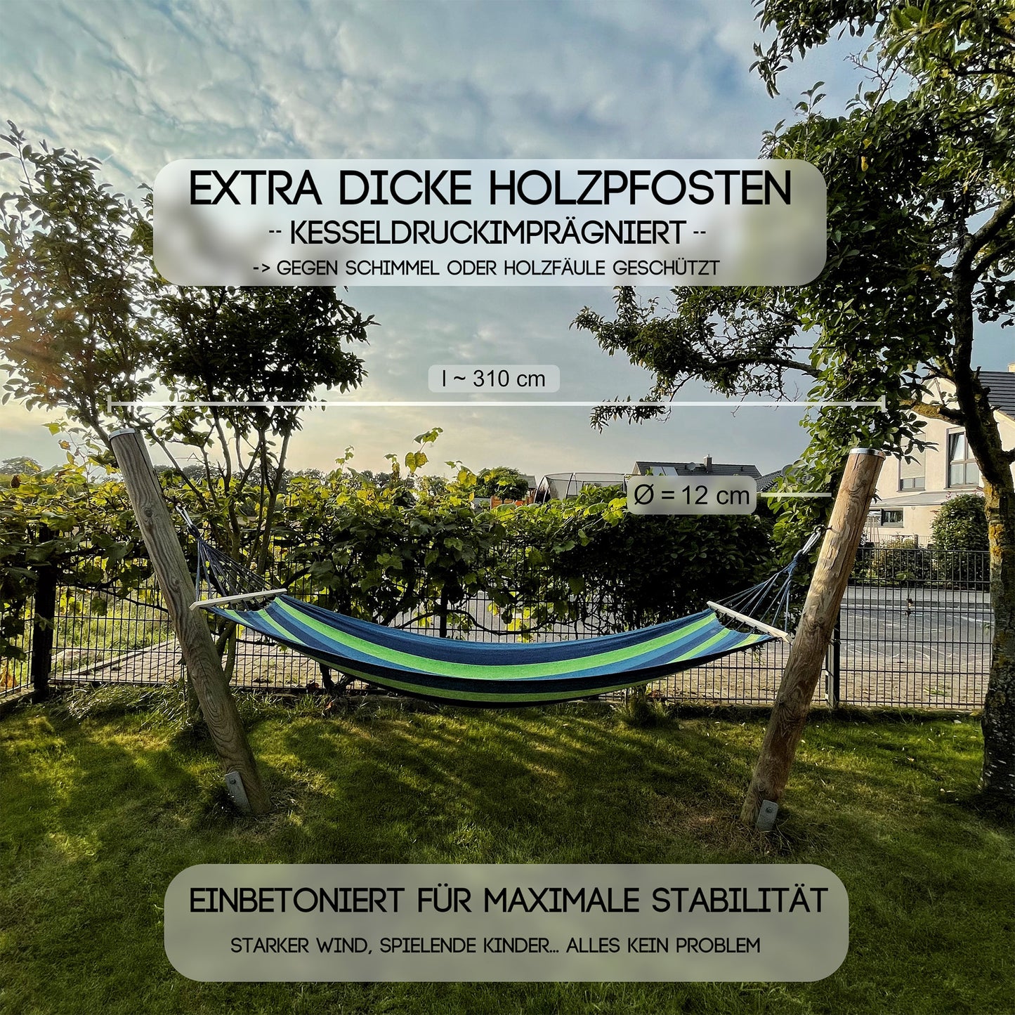 Hängematte mit Gestell für den Garten | ELYFLAIR®