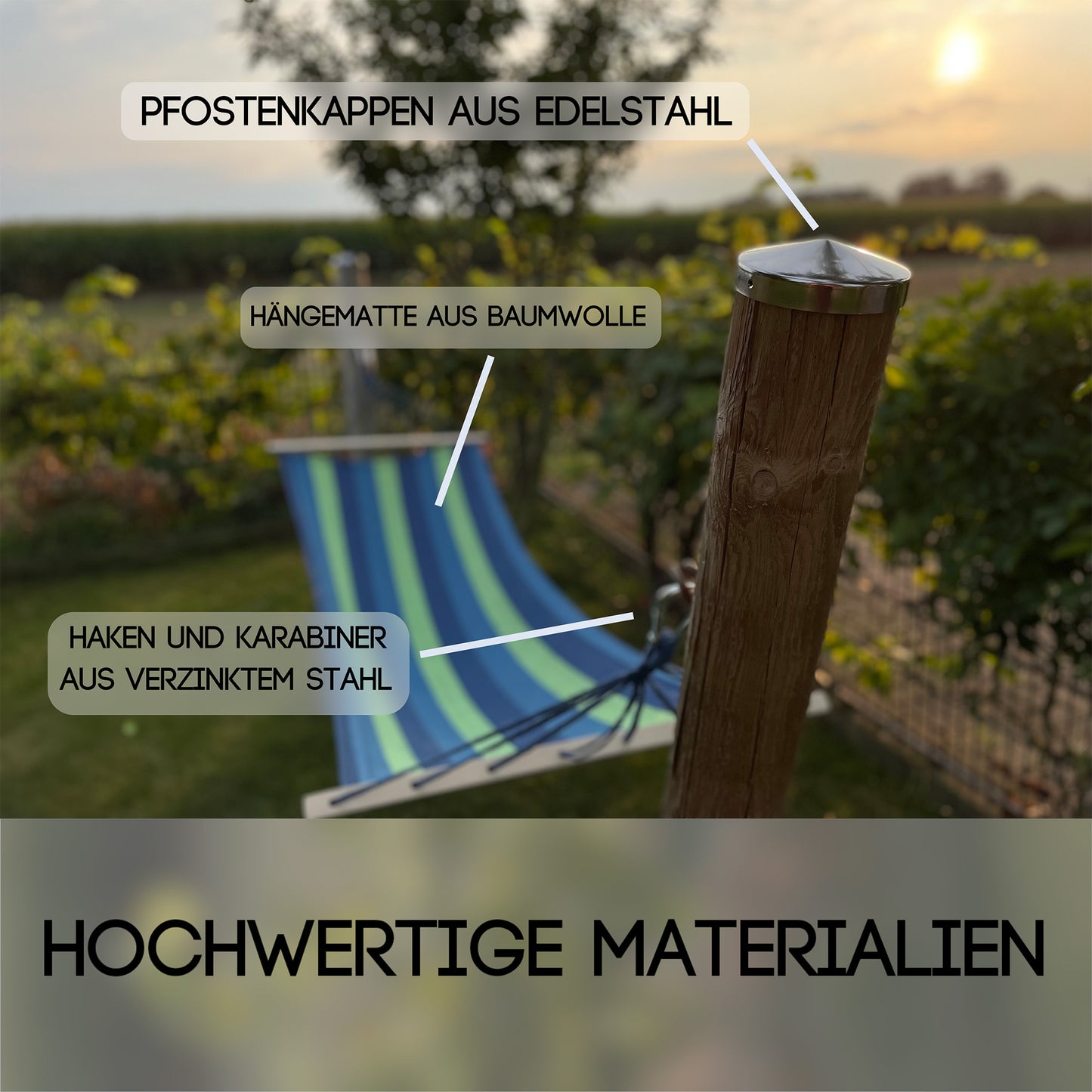 Hängematte mit Gestell für den Garten | ELYFLAIR®