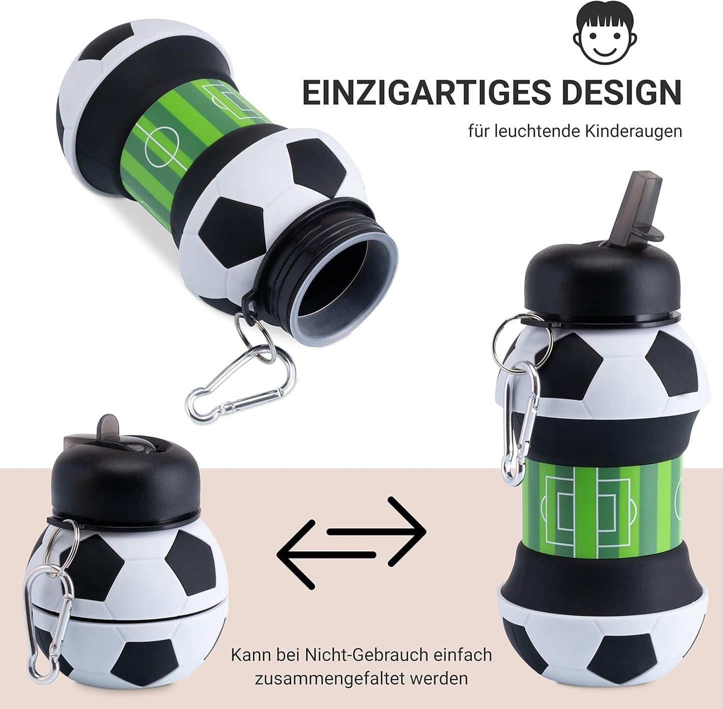 Trinkflasche Kinder | Faltbare Sportflasche | Spülmaschinenfest