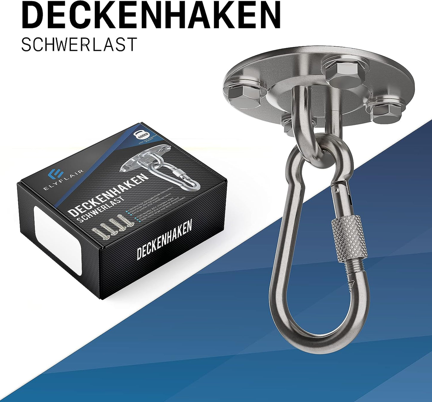 Karabinerhaken für Hängesessel | Deckenhaken Schwerlast bis 400 kg
