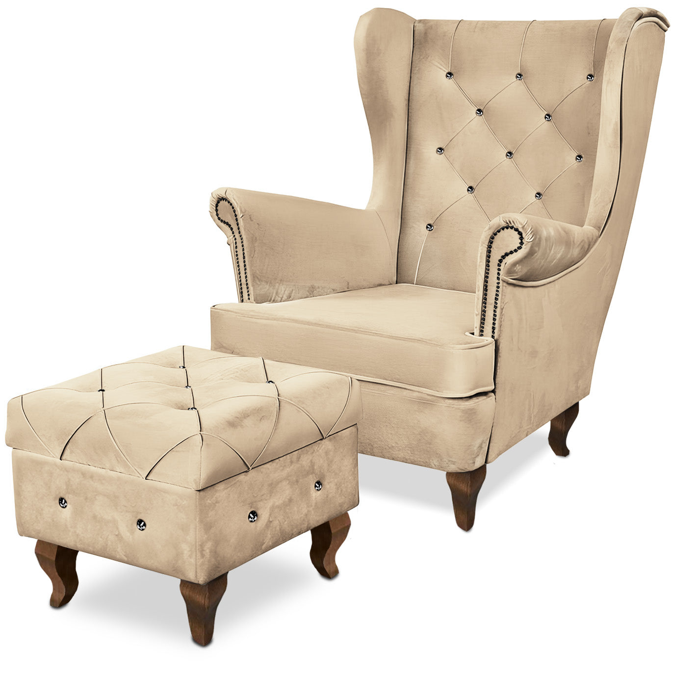 Aventis Sessel mit Hocker Beige