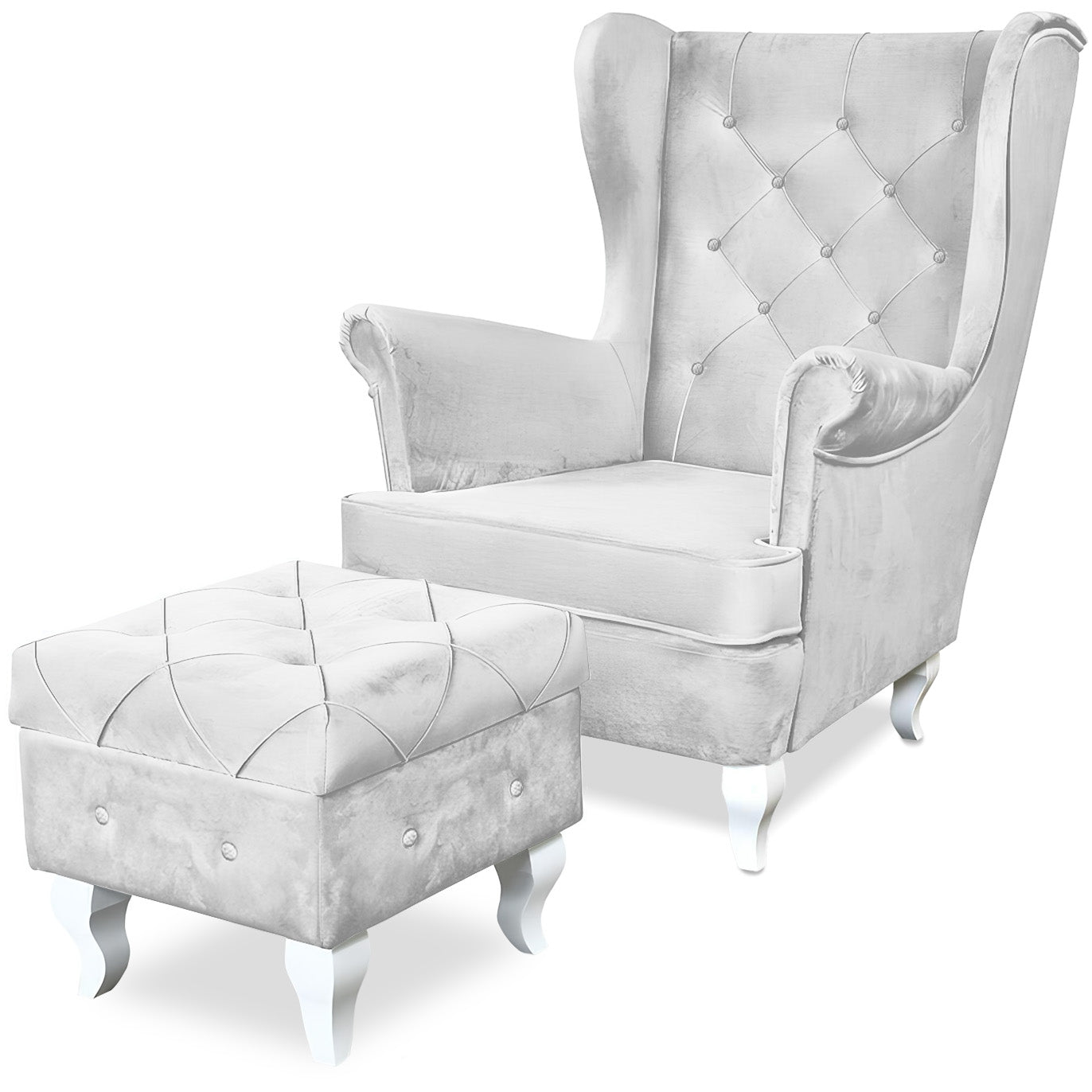 Aventis Sessel mit Hocker Weiß