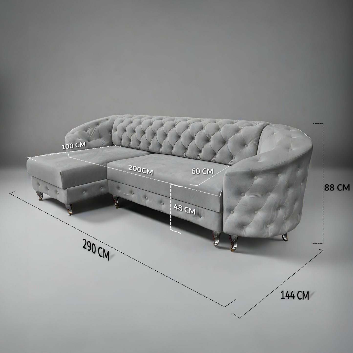 Chesterfield Ecksofa "Regalia" mit Schlaffunktion | ELYFLAIR