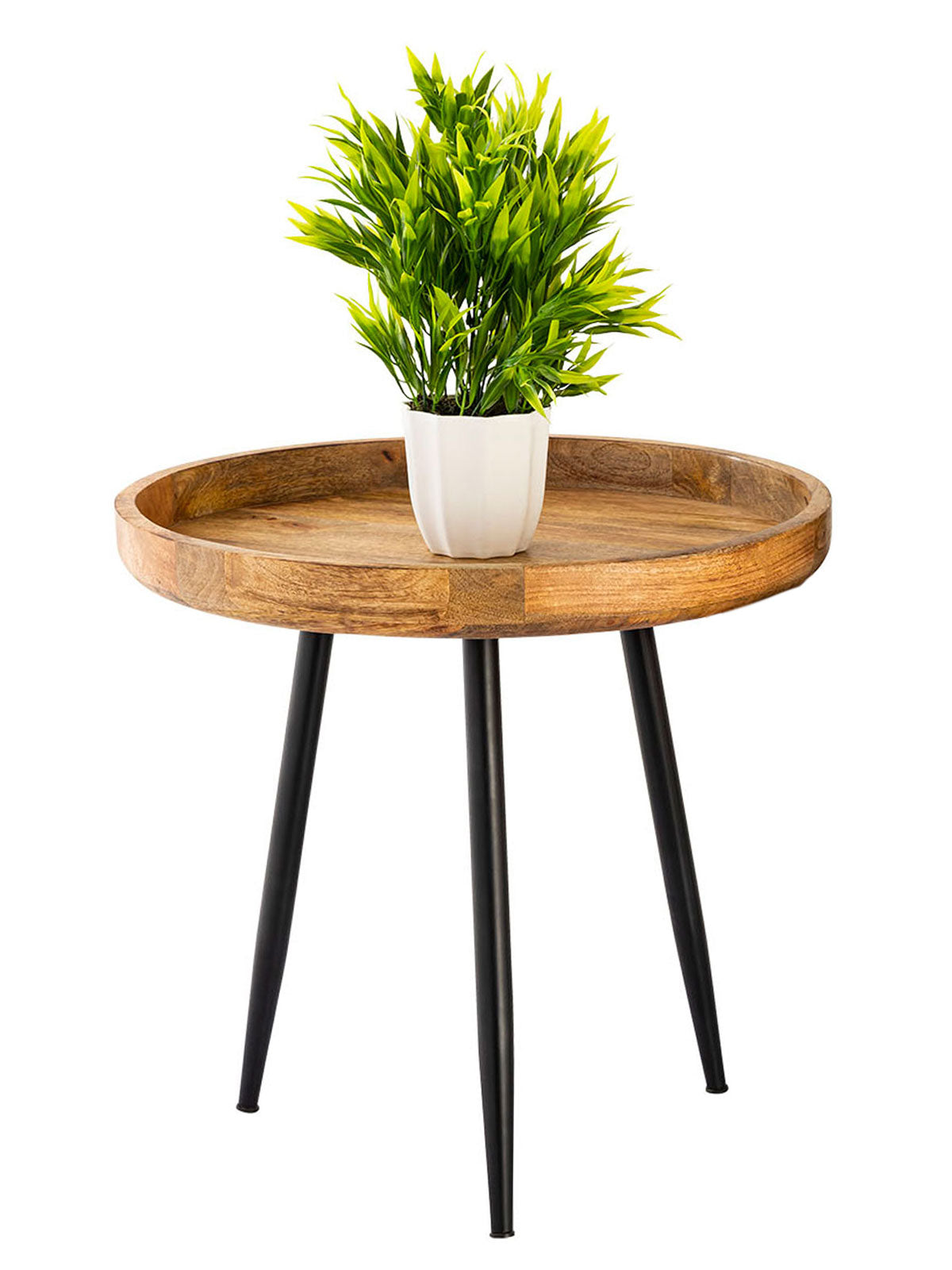Massivholz Couchtisch | Beistelltisch Rund aus Holz mit Maserung