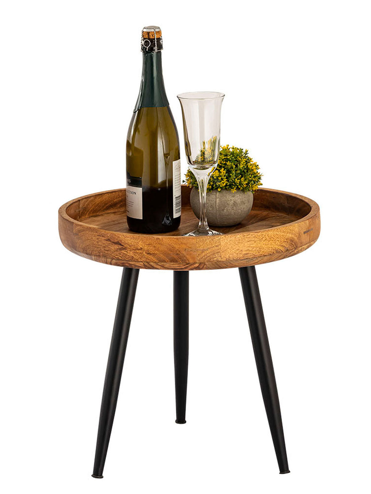 Massivholz Couchtisch | Beistelltisch Rund aus Holz mit Maserung