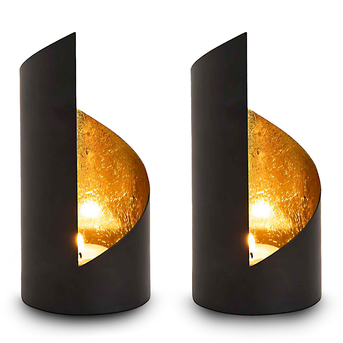 Handgefertigte Teelichthalter in Schwarz und Gold | ELYFLAIR®