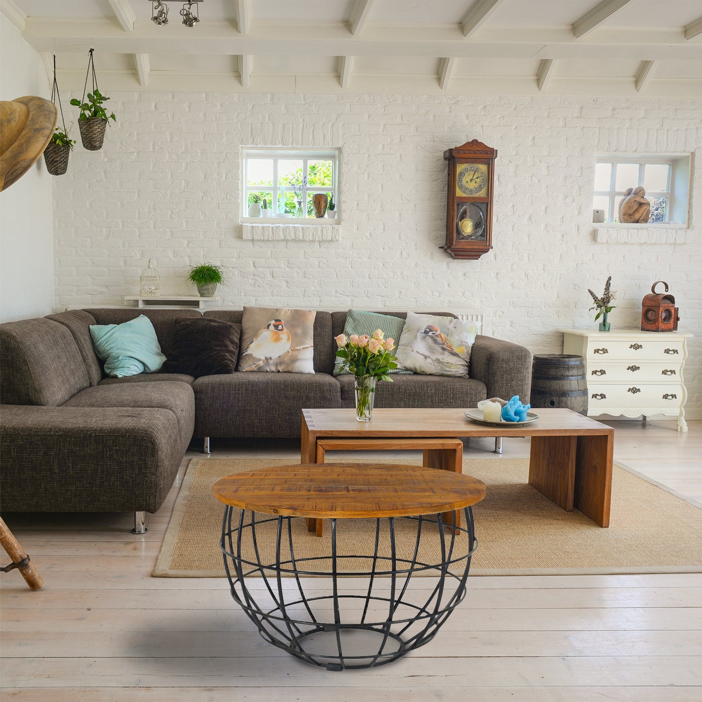 Couchtisch aus Massivholz | Beistelltisch Holz Rund Ø 50cm