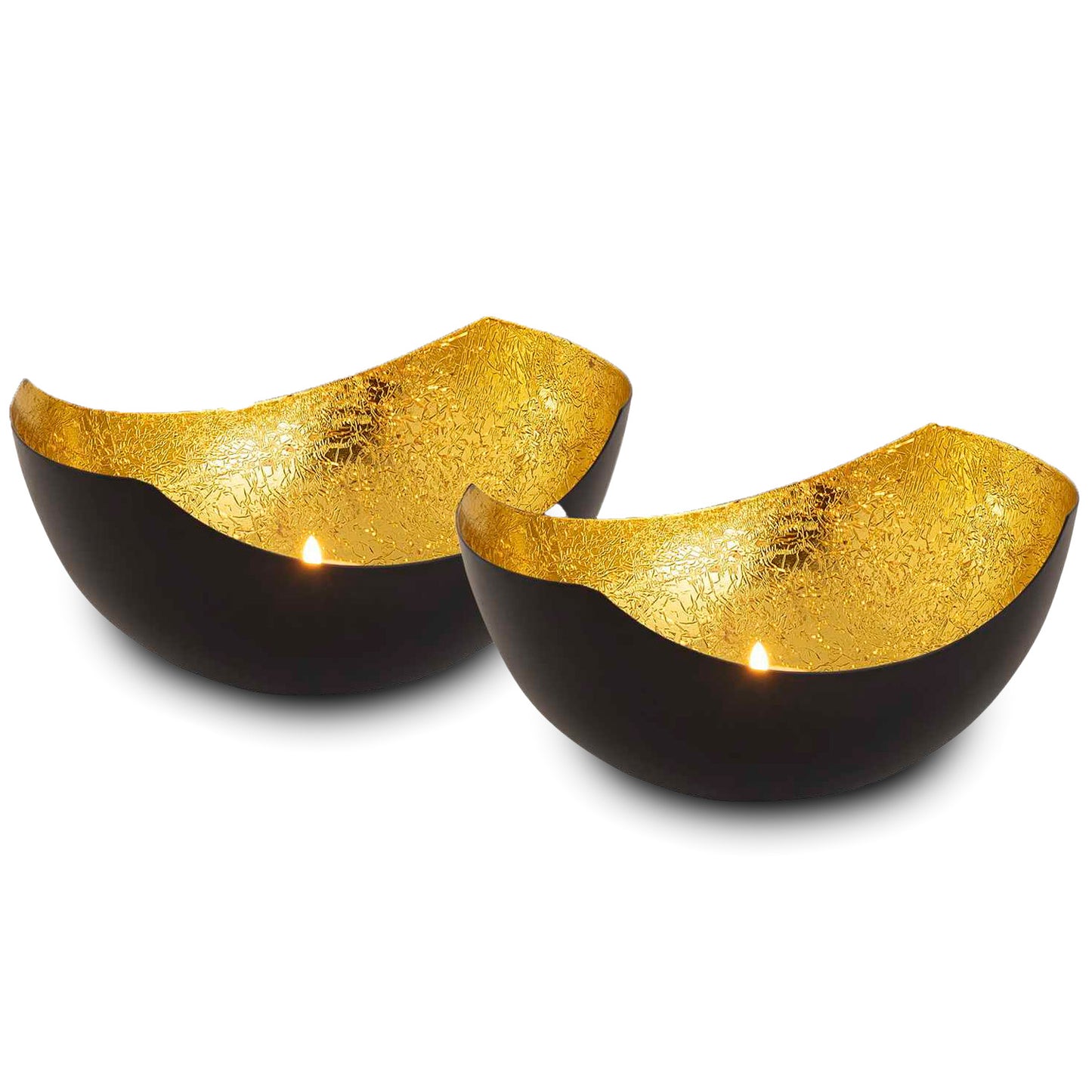 Handgefertigte Teelichthalter in Schwarz und Gold | ELYFLAIR®