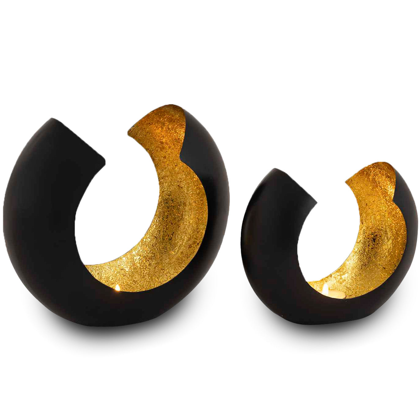 Handgefertigte Teelichthalter in Schwarz und Gold | ELYFLAIR®