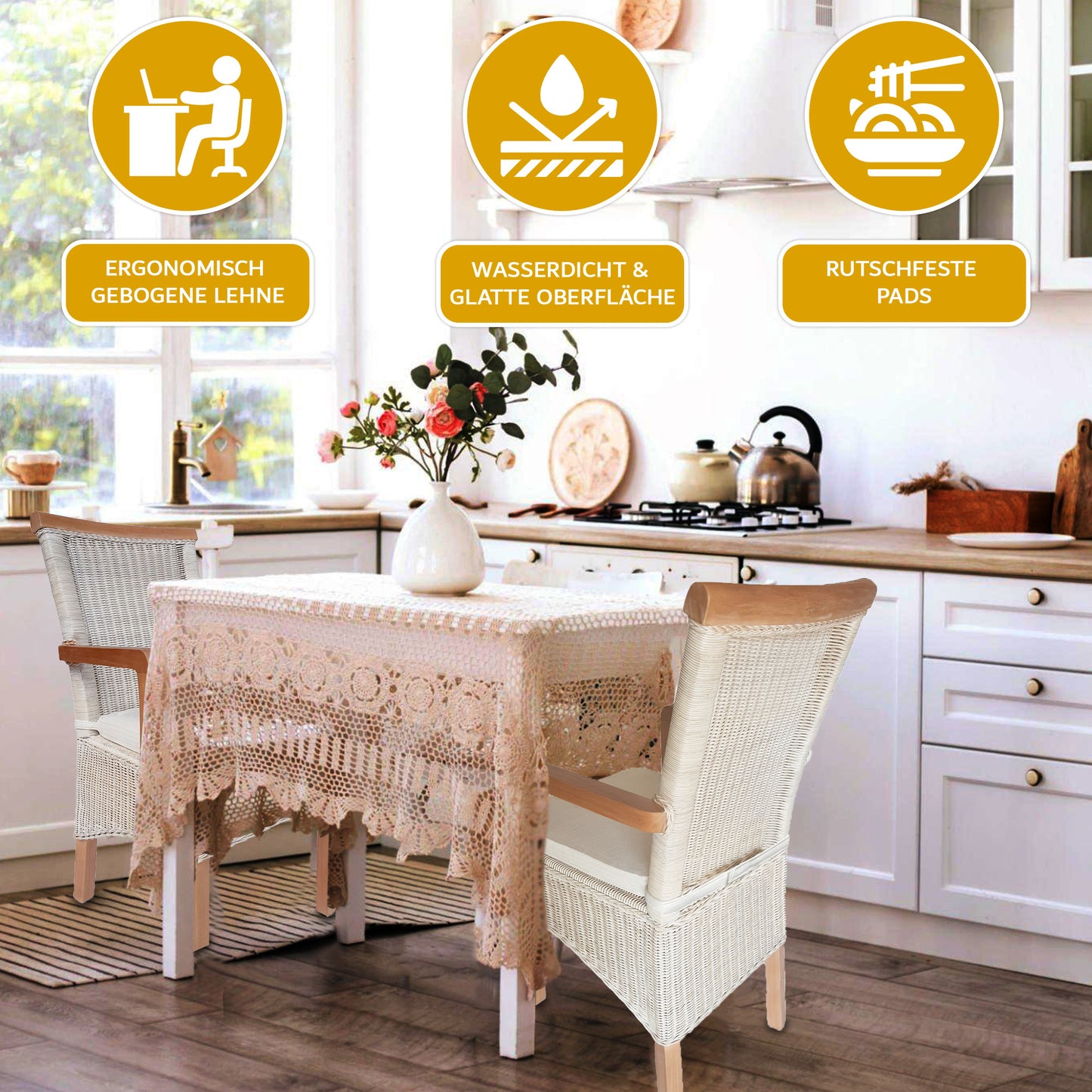 Rattan Esszimmerstuhl "Mirador" mit Armlehnen | ELYFLAIR®