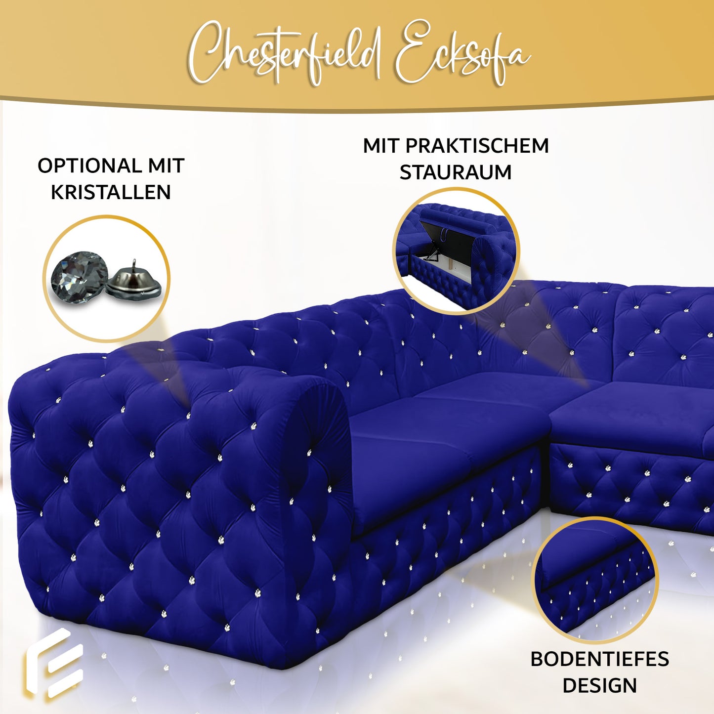 Chesterfield Ecksofa "Château Prestige" 2,50 x 2,50 | ELYFLAIR®