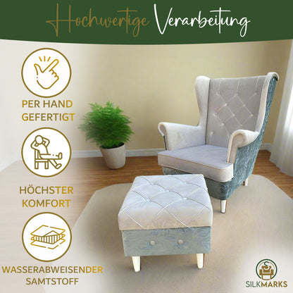 Velveta Sessel + Hocker mit optionalem Stauraum | ELYFLAIR®