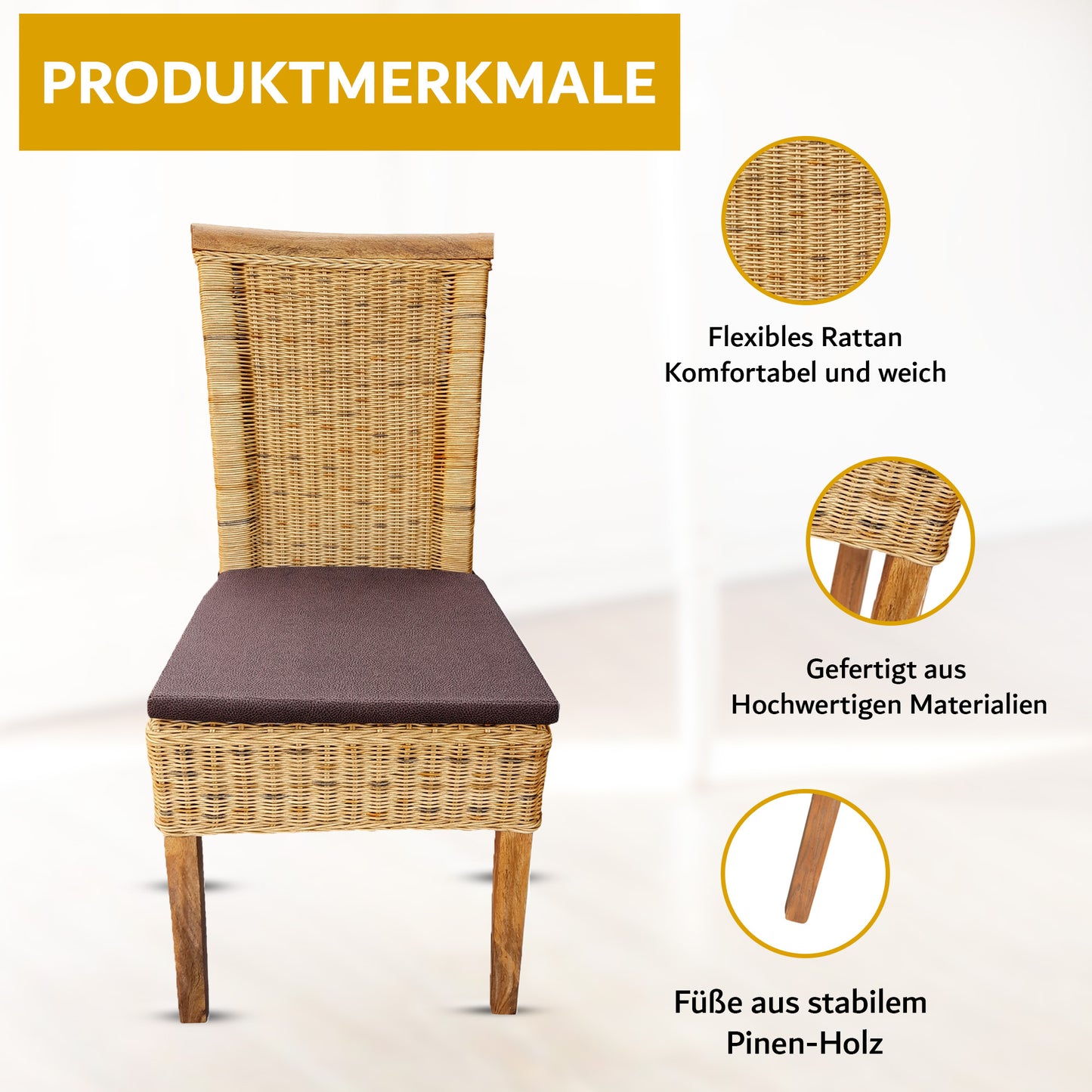 Rattan Esszimmerstuhl "Tobacco" | ELYFLAIR®