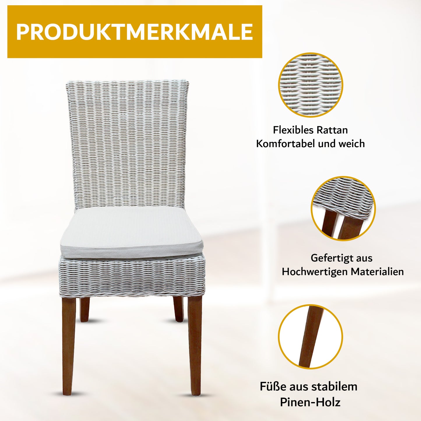 Rattan Esszimmerstuhl "Primo" | ELYFLAIR®