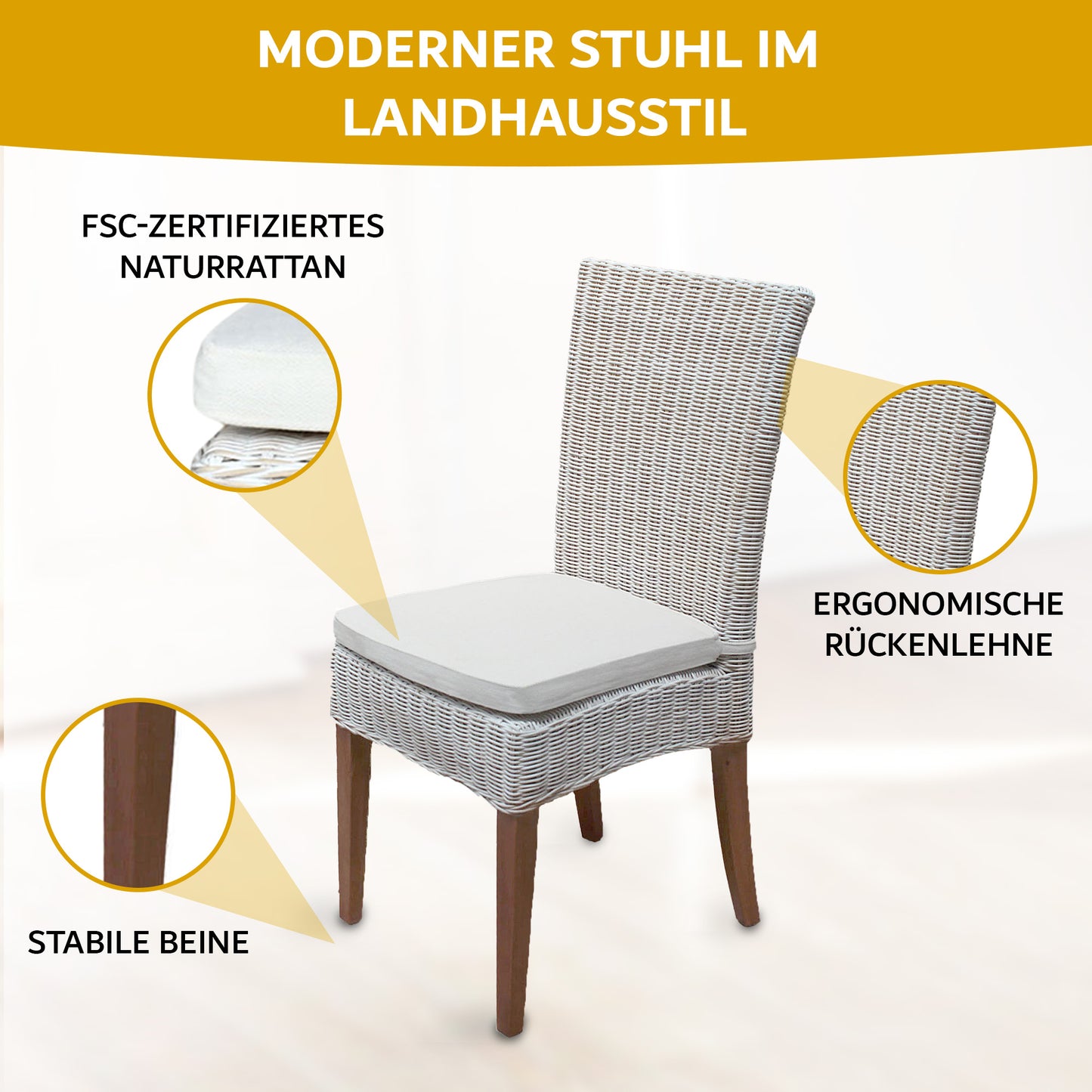 Rattan Esszimmerstuhl "Primo" | ELYFLAIR®