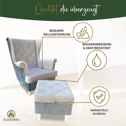 Velveta Sessel + Hocker mit optionalem Stauraum | ELYFLAIR®