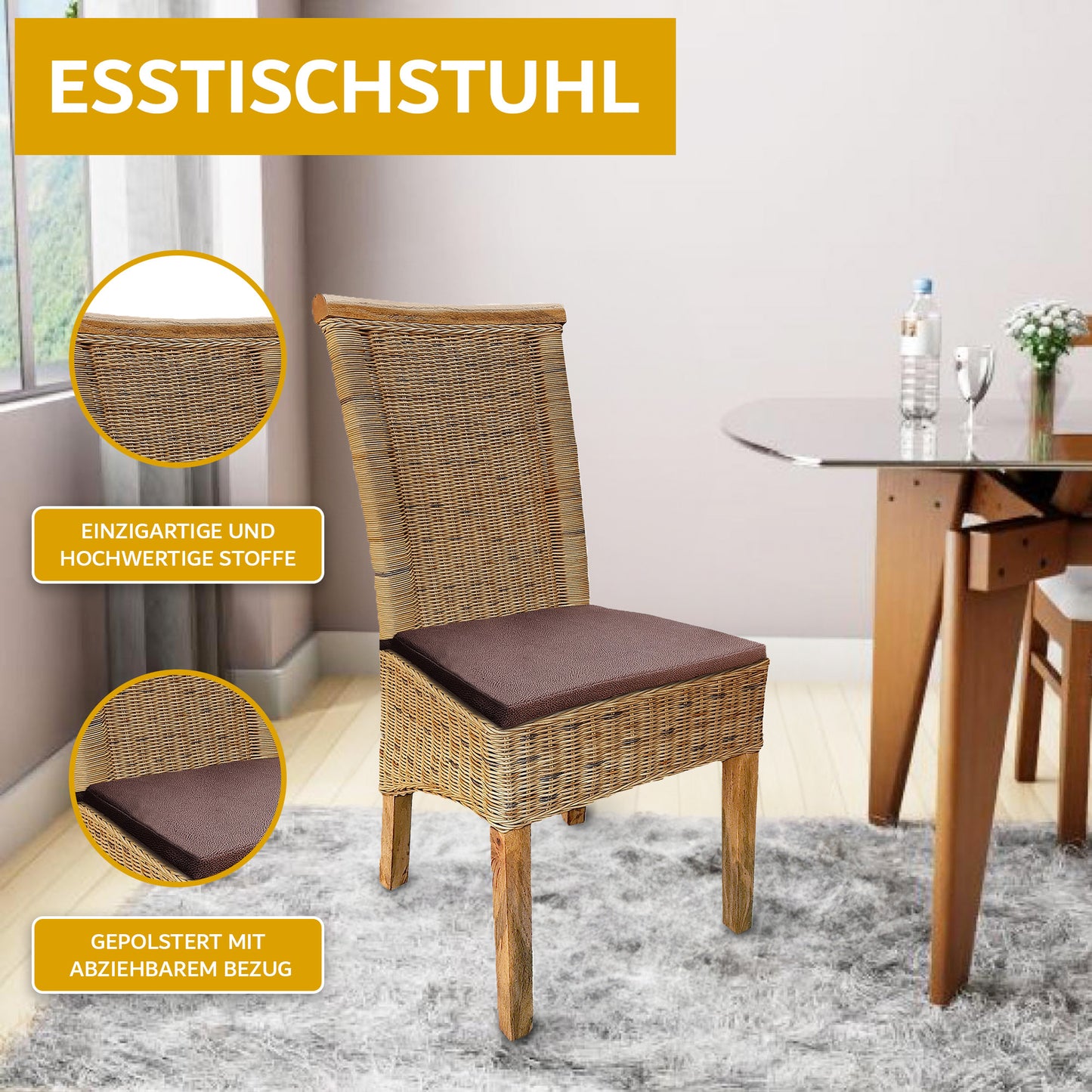 Rattan Esszimmerstuhl "Tobacco" | ELYFLAIR®