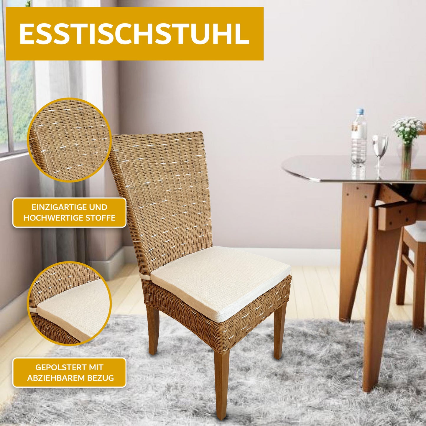 Rattan Esszimmerstuhl "Essentio" | ELYFLAIR®