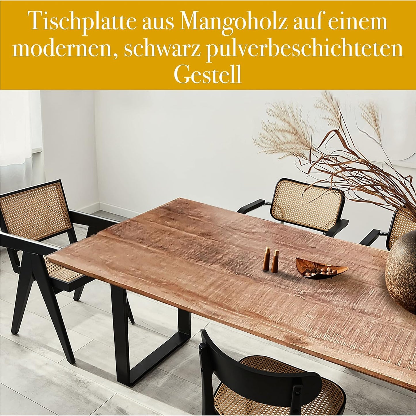 Massivholz Esstisch | Küchentisch aus Holz und Eisen