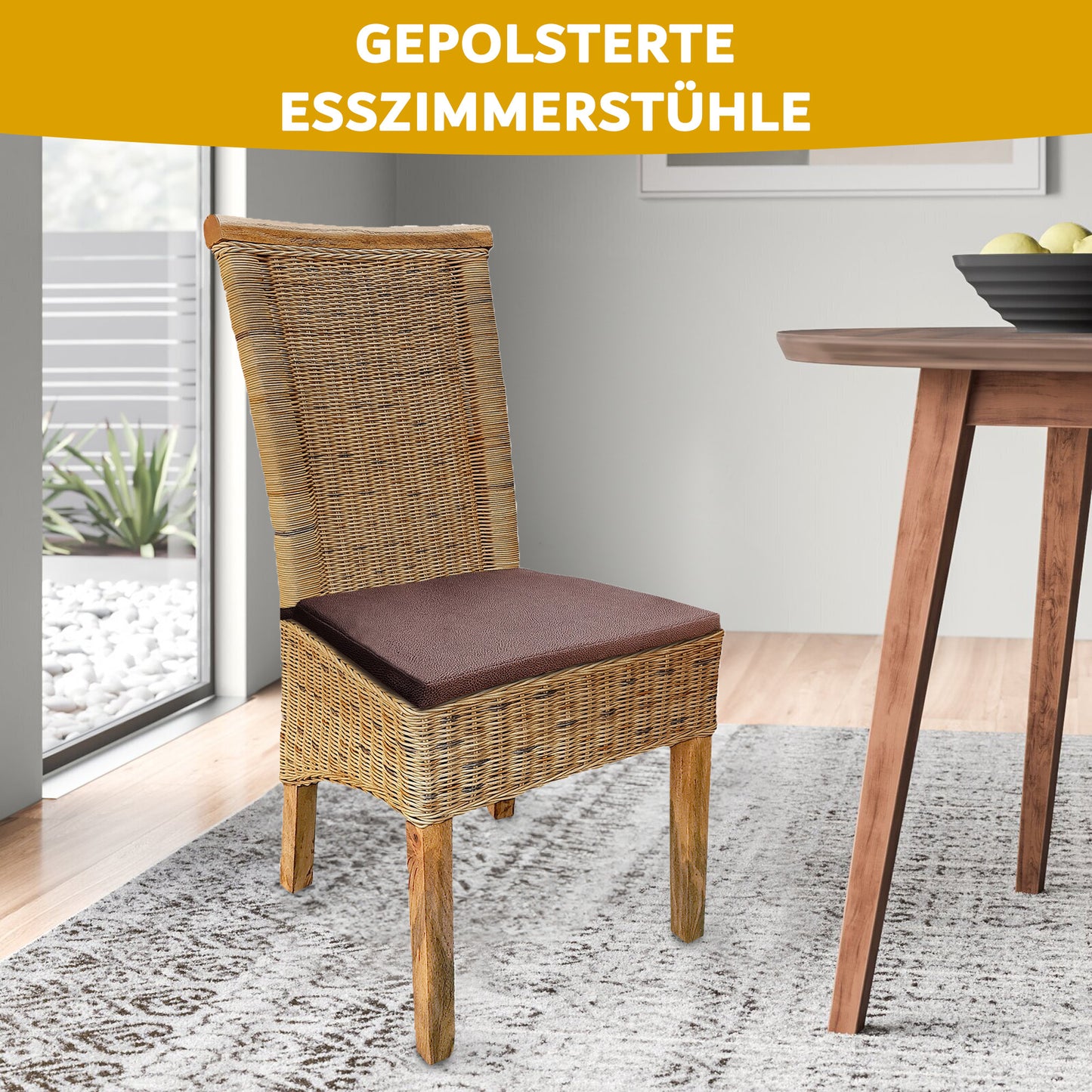 Rattan Esszimmerstuhl "Tobacco" | ELYFLAIR®