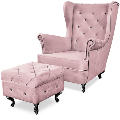 Aventis Sessel mit Hocker Rosa