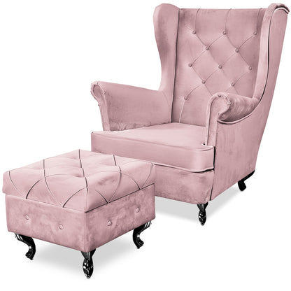 Aventis Sessel mit Hocker Rosa