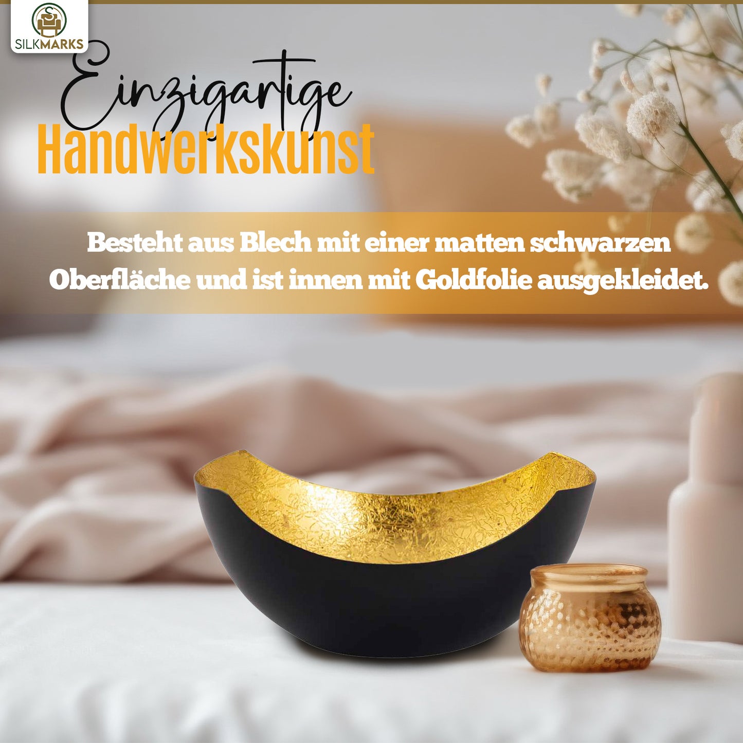 Handgefertigte Teelichthalter in Schwarz und Gold | ELYFLAIR®