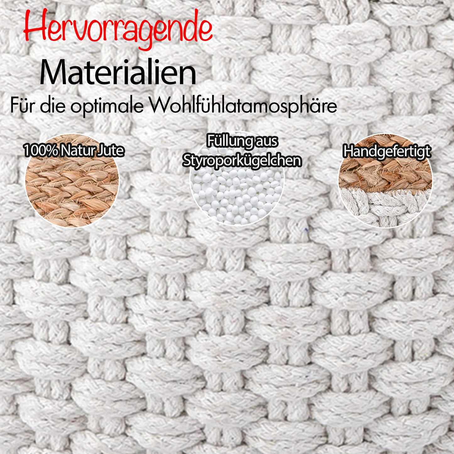 Hangeknüpfter Jute-Hocker | ELYFLAIR®