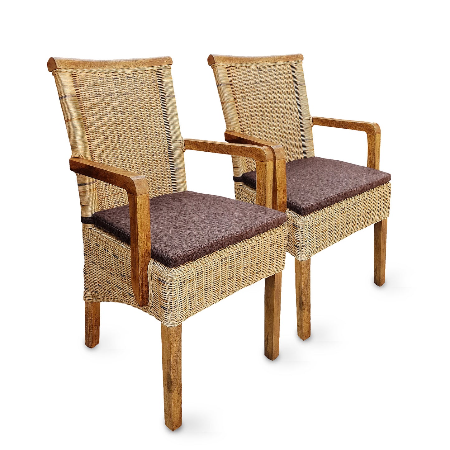 Rattan Esszimmerstuhl "Tobacco" mit Armlehne | ELYFLAIR®