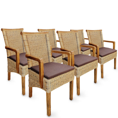 Rattan Esszimmerstuhl "Tobacco" mit Armlehne | ELYFLAIR®