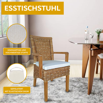 Rattan Esszimmerstuhl "Arvion" mit Armlehne | ELYFLAIR®