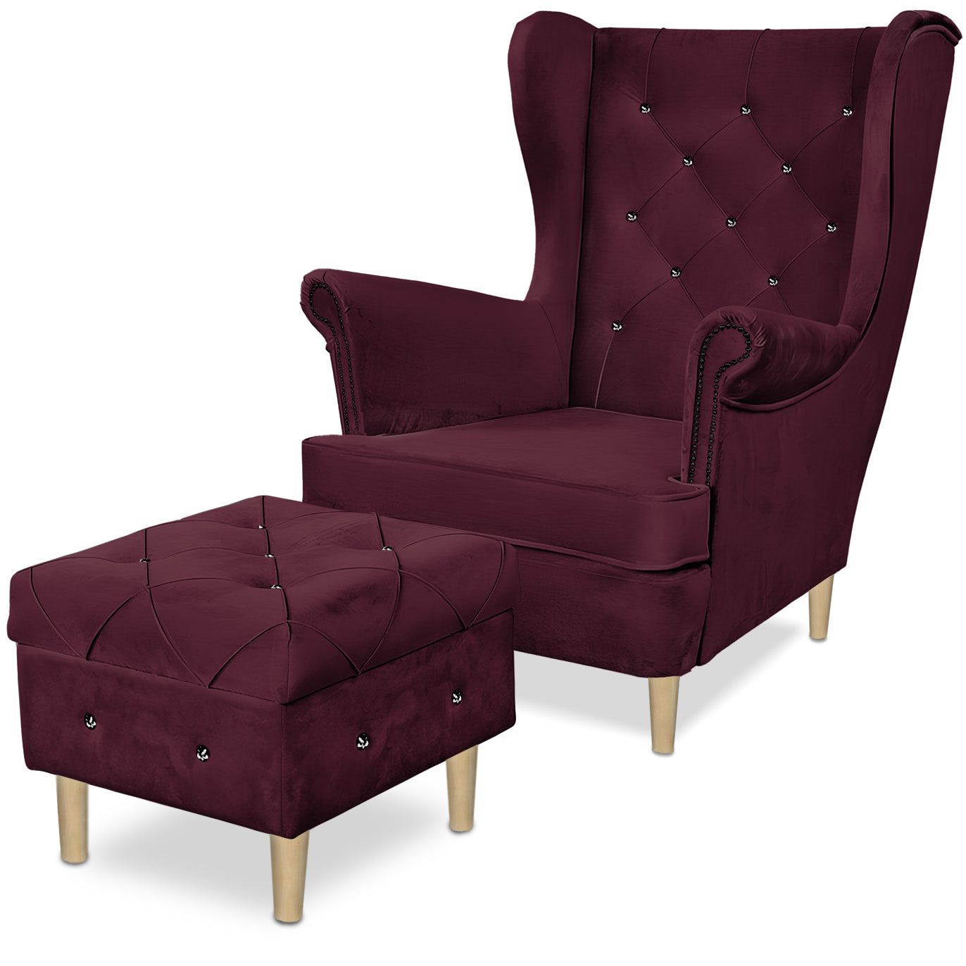 Aventis Sessel mit Hocker Bordeaux