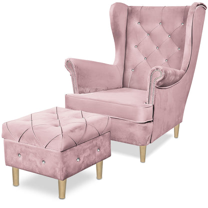 Aventis Sessel mit Hocker Rosa