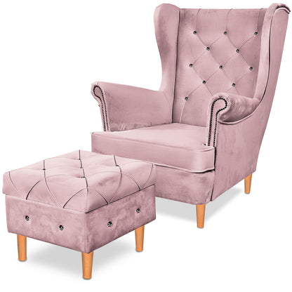 Aventis Sessel mit Hocker Rosa