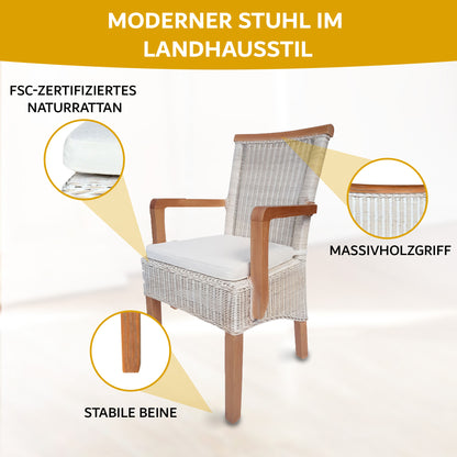 Rattan Esszimmerstuhl "Mirador" mit Armlehnen |  ELYFLAIR®