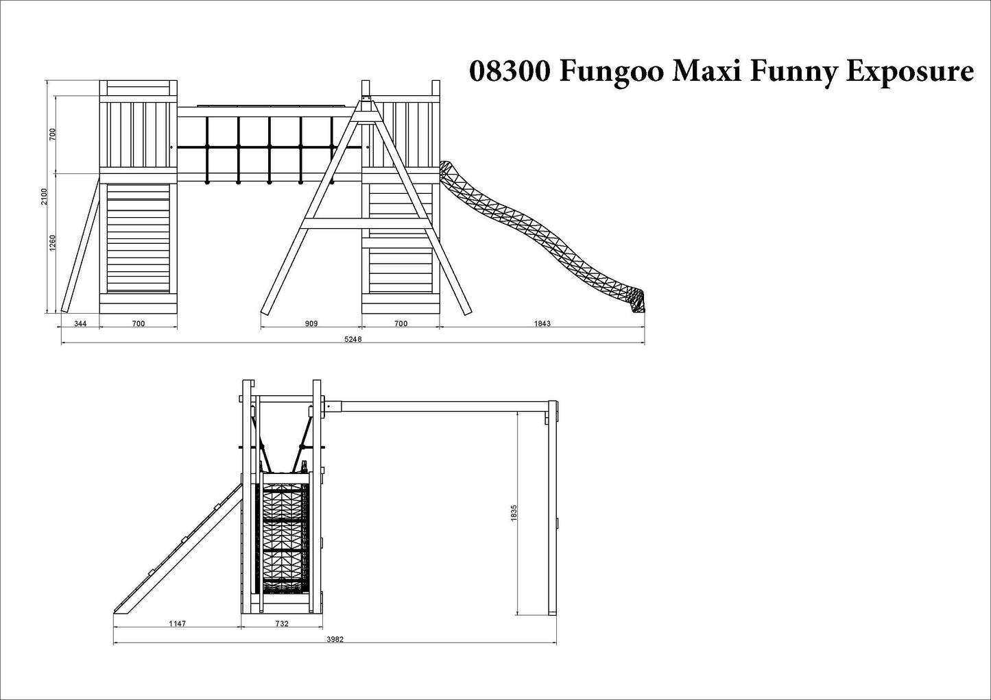 FUNGOO Spielturm mit Rutsche, Schaukel und Kletterwand | MAXI FUNNY Exposure