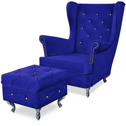 Aventis Sessel mit Hocker Royalblau