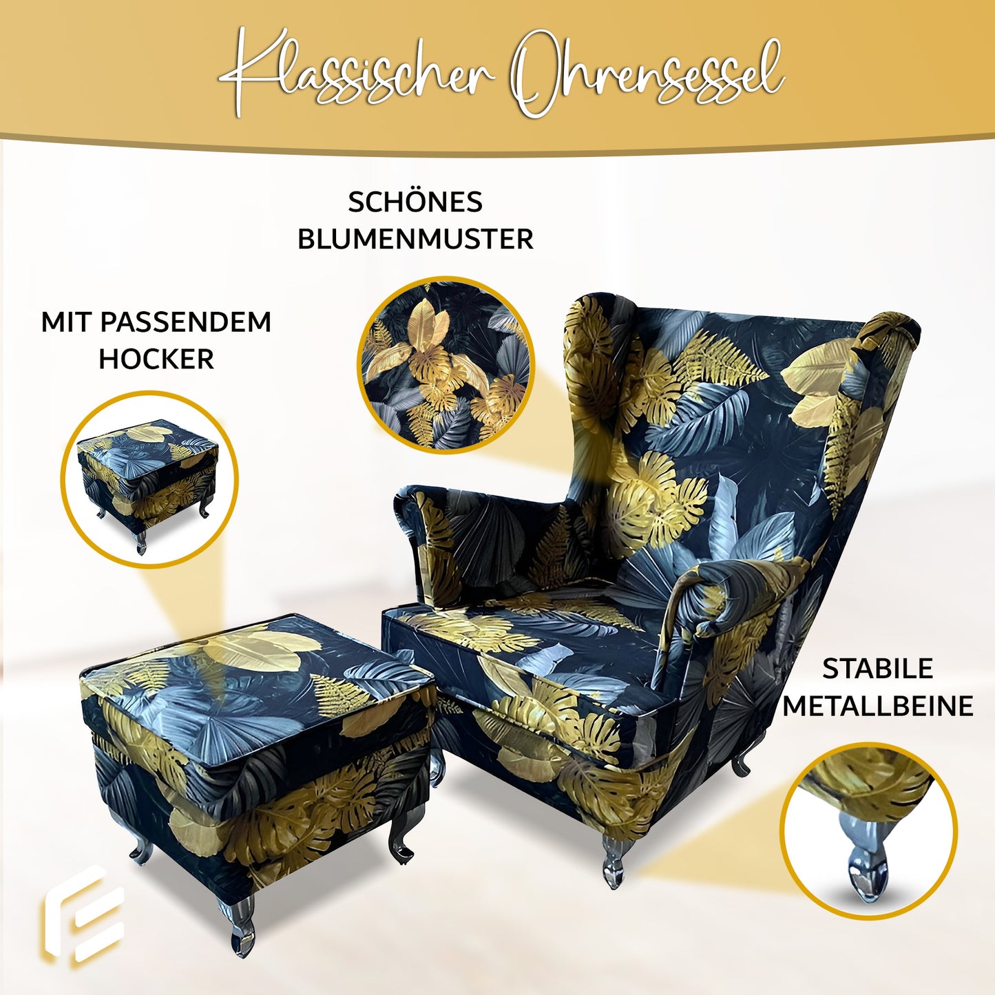 Luxora Sessel | Stilvolles Blättermuster | ELYFLAIR®