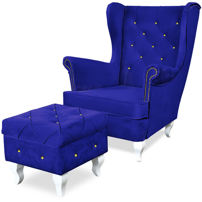 Aventis Sessel mit Hocker Royalblau