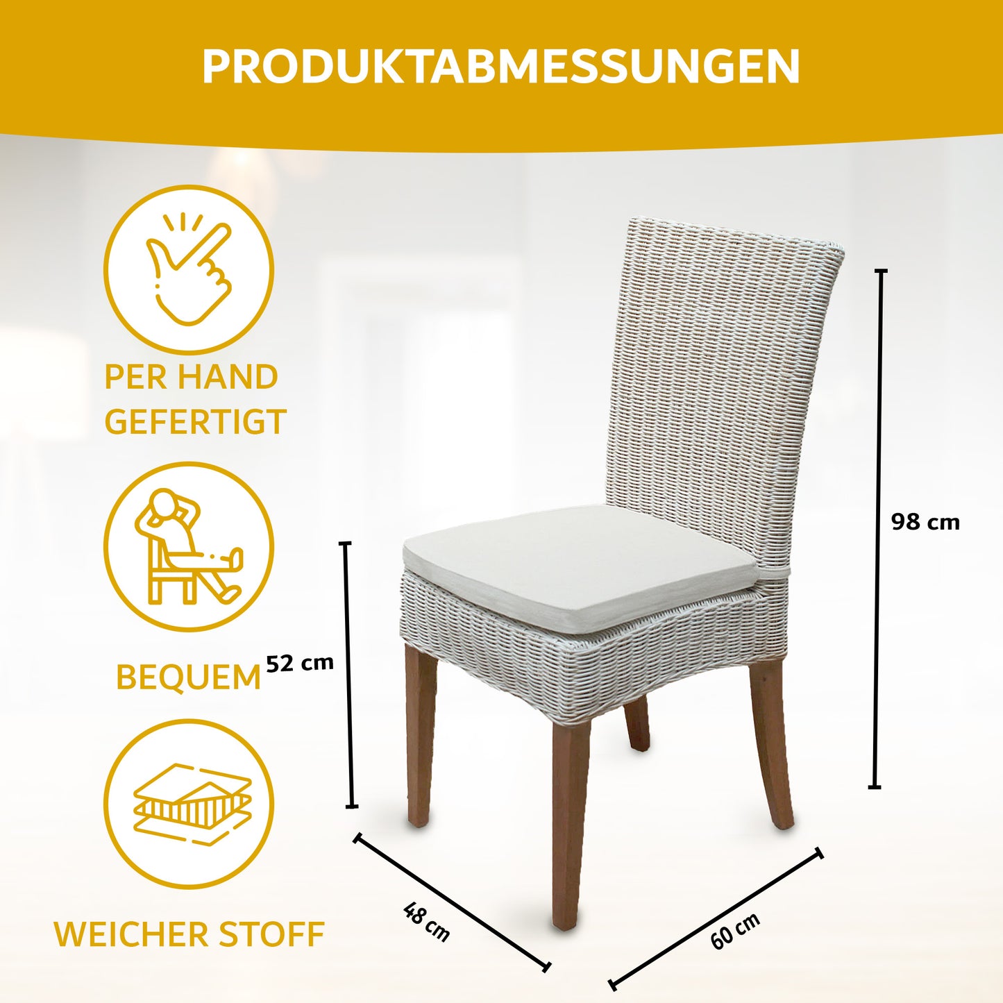 Rattan Esszimmerstuhl "Primo" | ELYFLAIR®