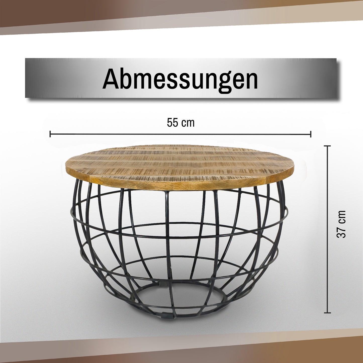 Couchtisch aus Massivholz |  Beistelltisch Holz Rund Ø 50cm