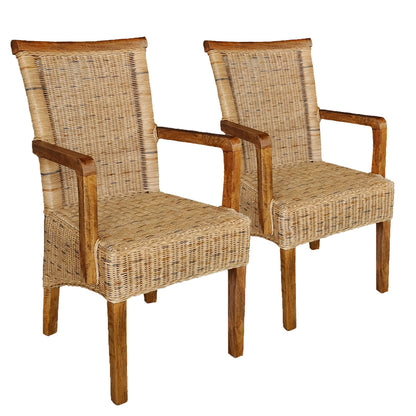 Rattan Esszimmerstuhl "Tobacco" mit Armlehne | ELYFLAIR®