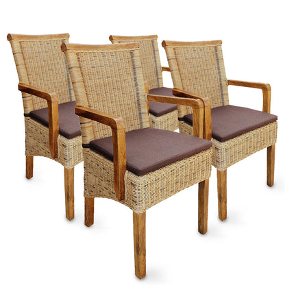 Rattan Esszimmerstuhl "Tobacco" mit Armlehne | ELYFLAIR®