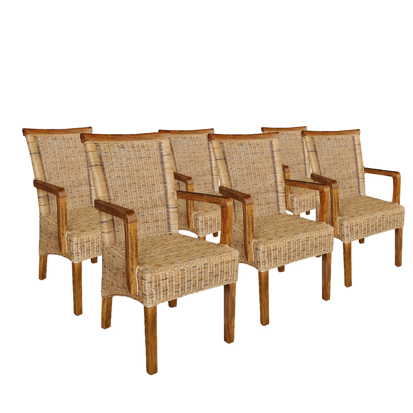 Rattan Esszimmerstuhl "Tobacco" mit Armlehne | ELYFLAIR®