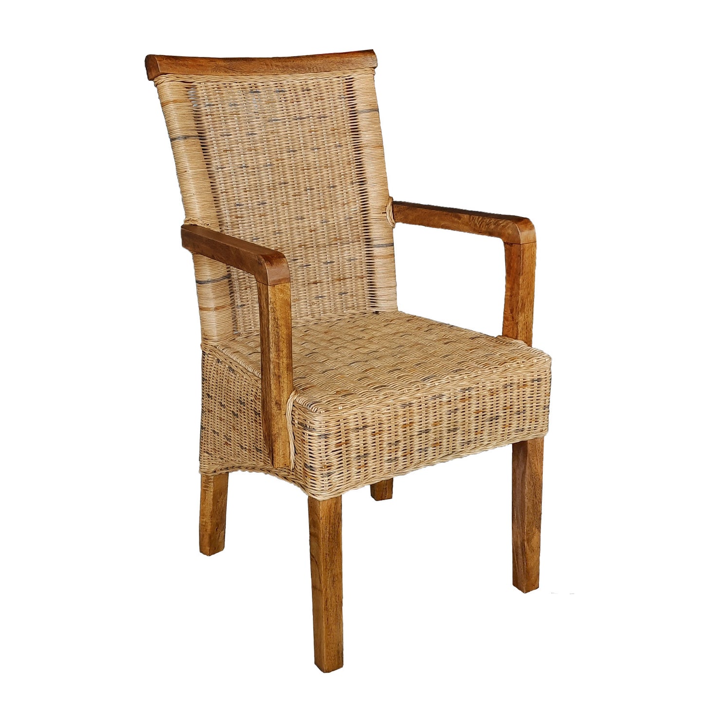 Rattan Esszimmerstuhl "Tobacco" mit Armlehne | ELYFLAIR®