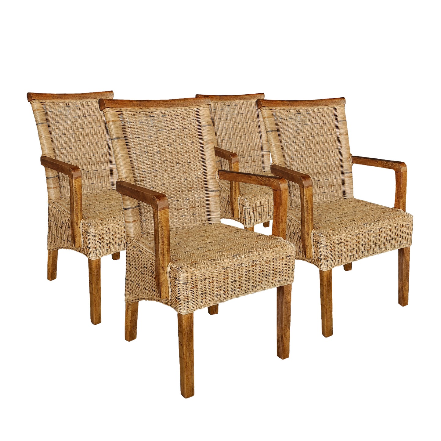 Rattan Esszimmerstuhl "Tobacco" mit Armlehne | ELYFLAIR®