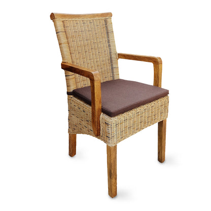 Rattan Esszimmerstuhl "Tobacco" mit Armlehne | ELYFLAIR®