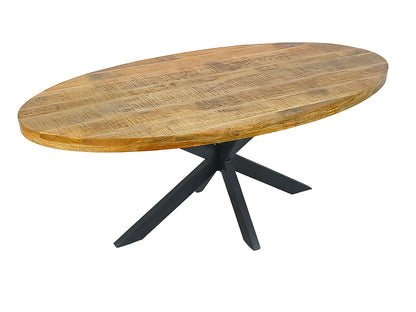 Esstisch oval 190x100cm Mangoholz & Schwarzeisen