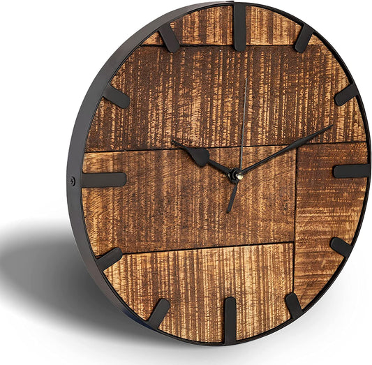 Retro Wanduhr Mangoholz | Lautlos, Vintage Holz-Design